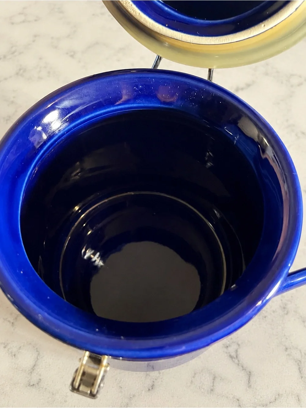 Cobalt Blue Ceramic Clamp Lid Canister Kitchen Storage Jar